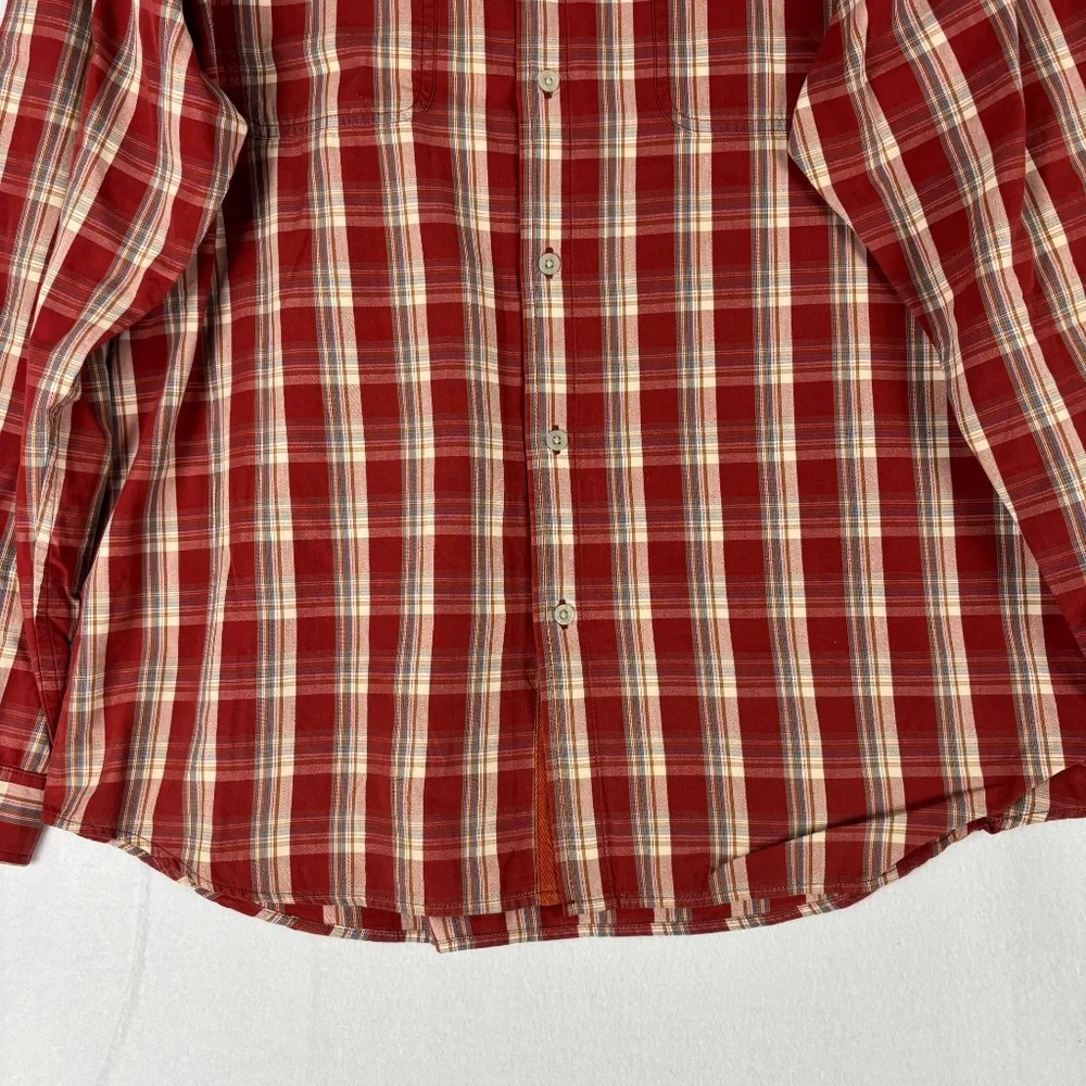 The North Face, Shirt Size L, Red/Gray, A5 Series, Button Up, Plaid, Long Sleeve